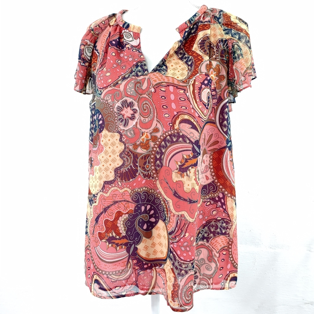 JOIE PULLOVER SHEER TOP FLUTTER SLEEVES NEW WITH TAG